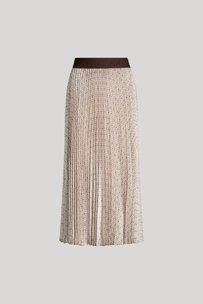Saphira pleated skirt in beige/brown patterned