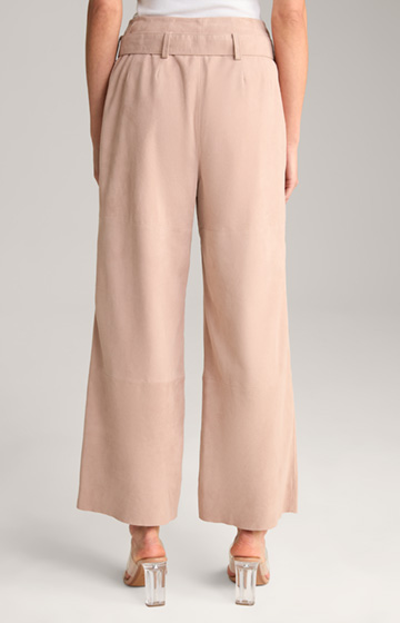 Kidskin Suede Leather Trousers in Light Brown
