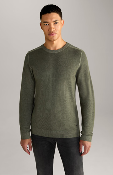 Marioso Virgin Wool Pullover in Dark Green