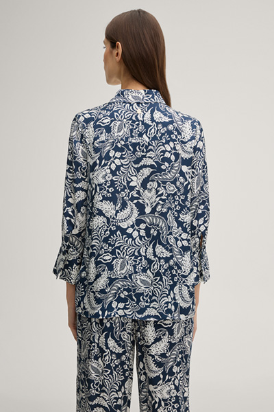 Bluse Bärbel in Navy/Weiß gemustert