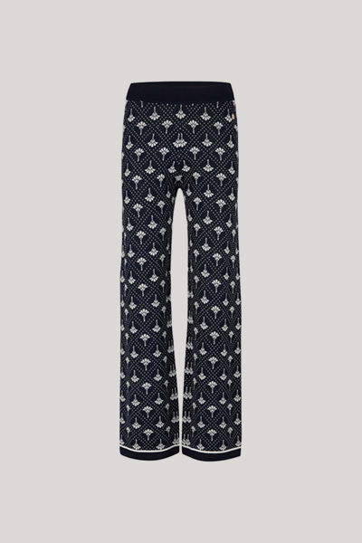 Kinza Logo Jacquard Knitted Trousers in Navy