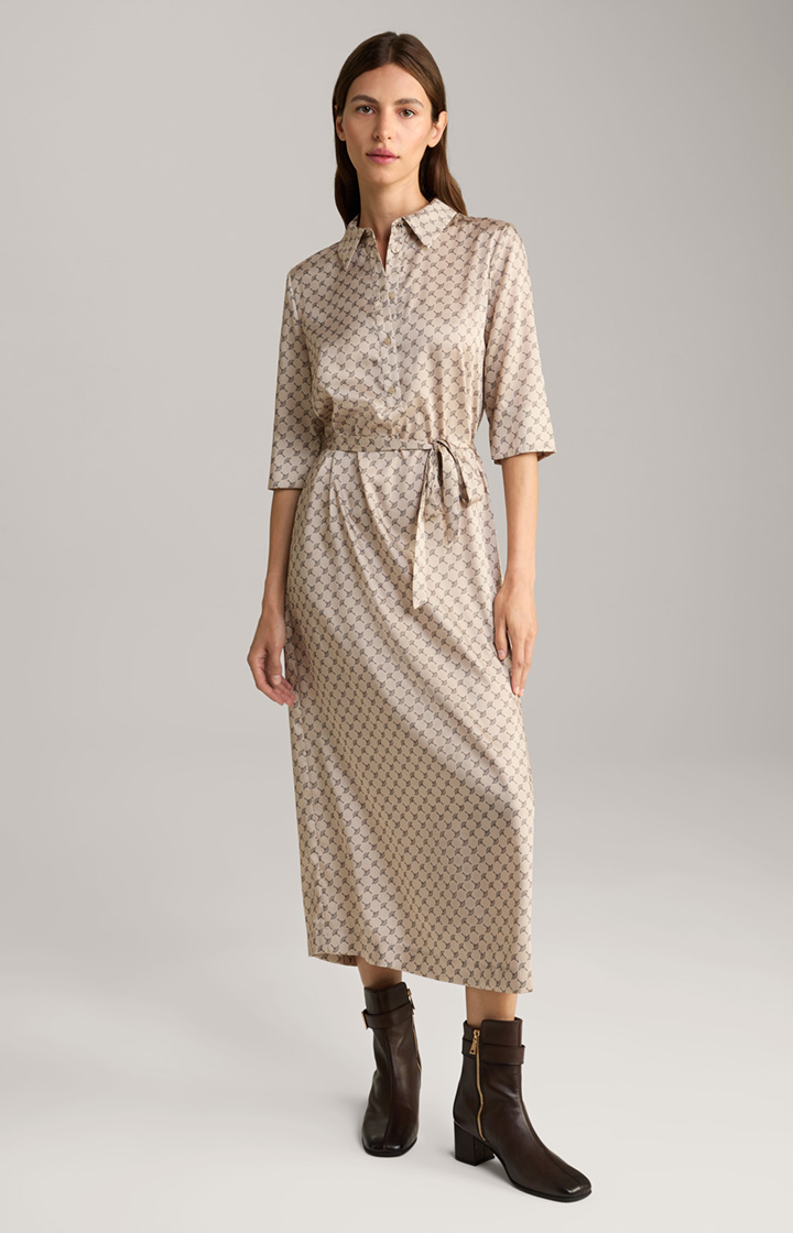 Cornflower Shirt Dress in Beige Pattern