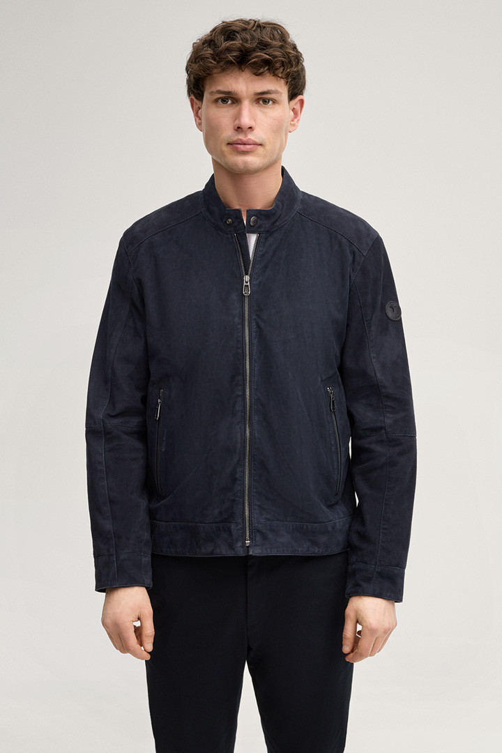 Führt zu Produktdetailseite „Velours-Lederjacke Ason in Navy"