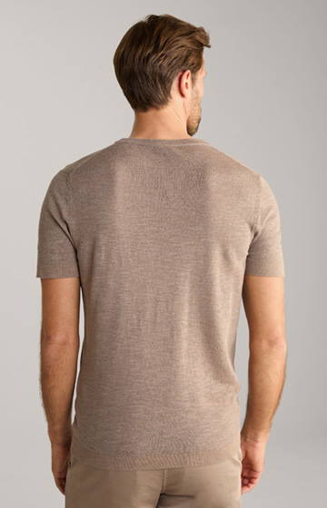 Leinenmix-T-Shirt Maroso in Braun