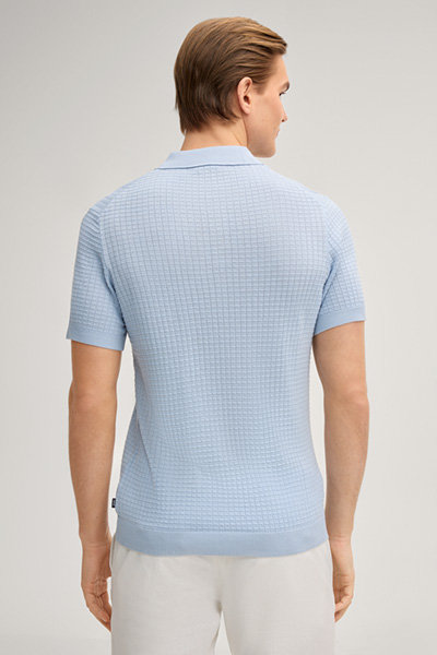 Vanceo polo shirt in light blue structured fabric