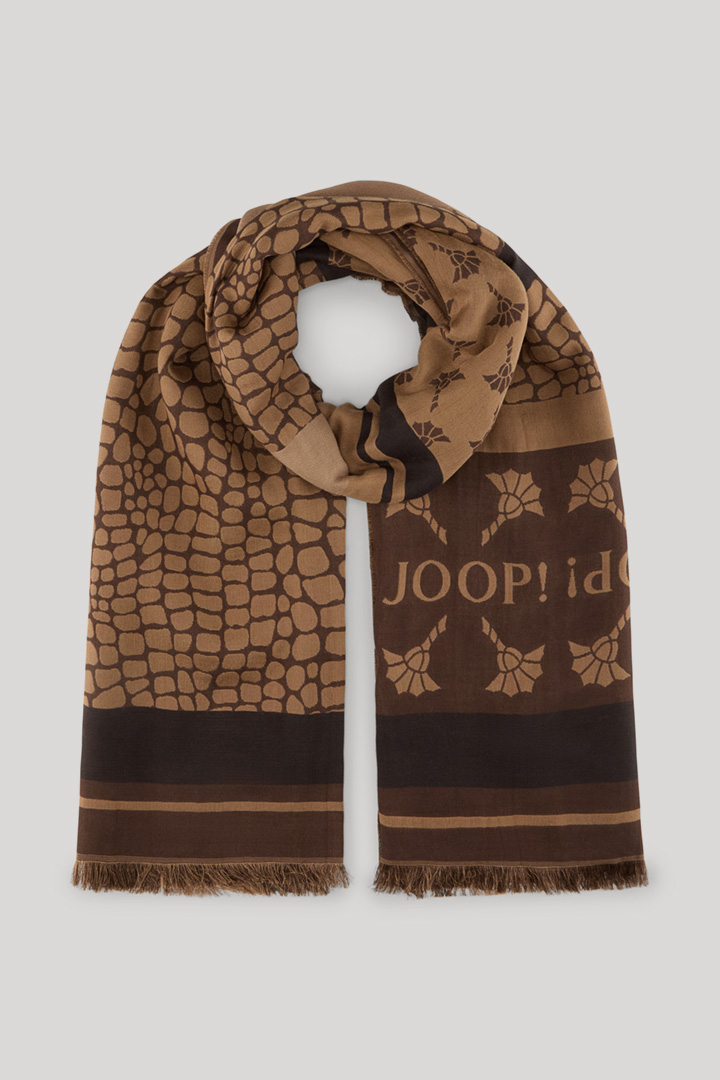 Leads to product detail page "Alessia Scarf in a Brown/Beige Pattern"