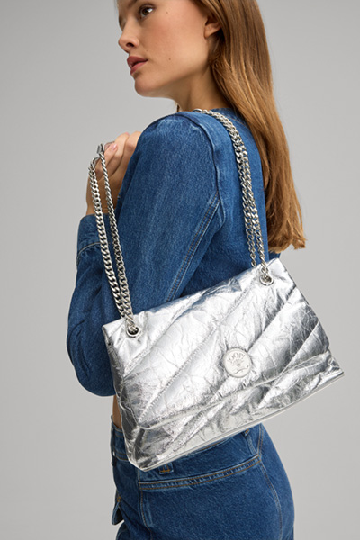 Schultertasche Frizzare Argento Emma in Silber