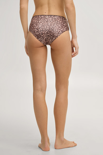 Leopard print bikini bottoms in brown/beige