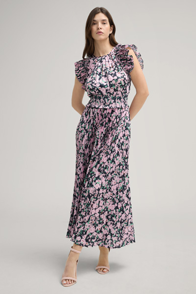 Plissee-Kleid Dilia in Navy/Rosa/Grün