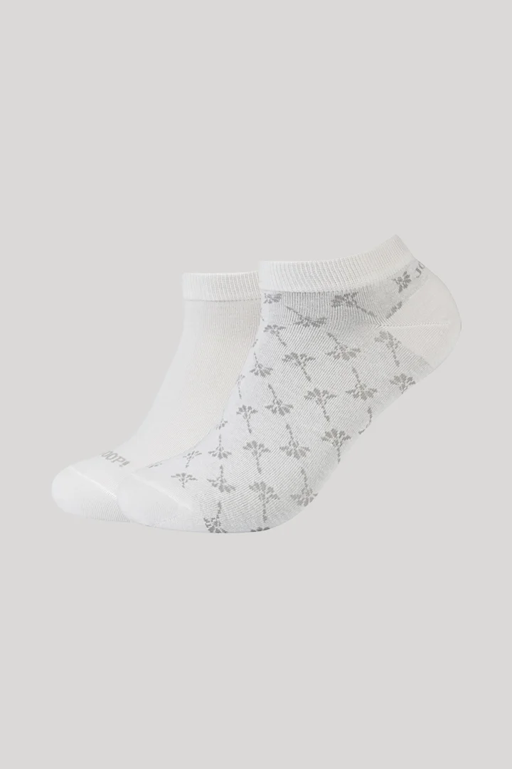 JOOP! präsentiert das Produkt 2-er-Pack Unisex Premium Sneaker-Socken in Weiß/Grau gemustert aus der Kategorie Socken