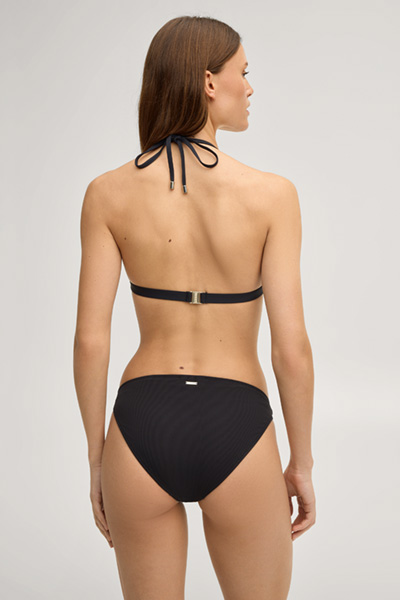 Triangle bikini top in brown/beige leopard print