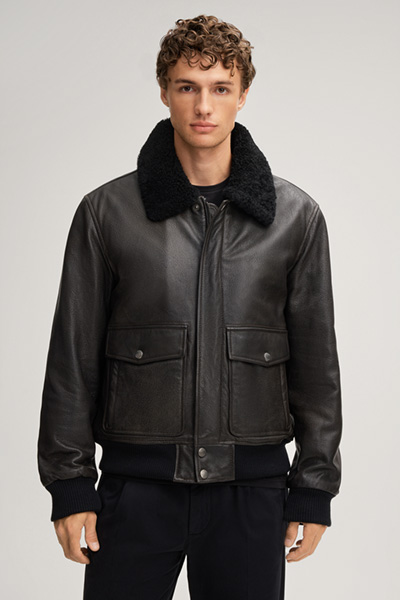 Falko Leather Jacket in Grey