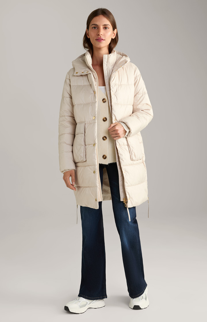 Padded Quilted Coat in Off-white