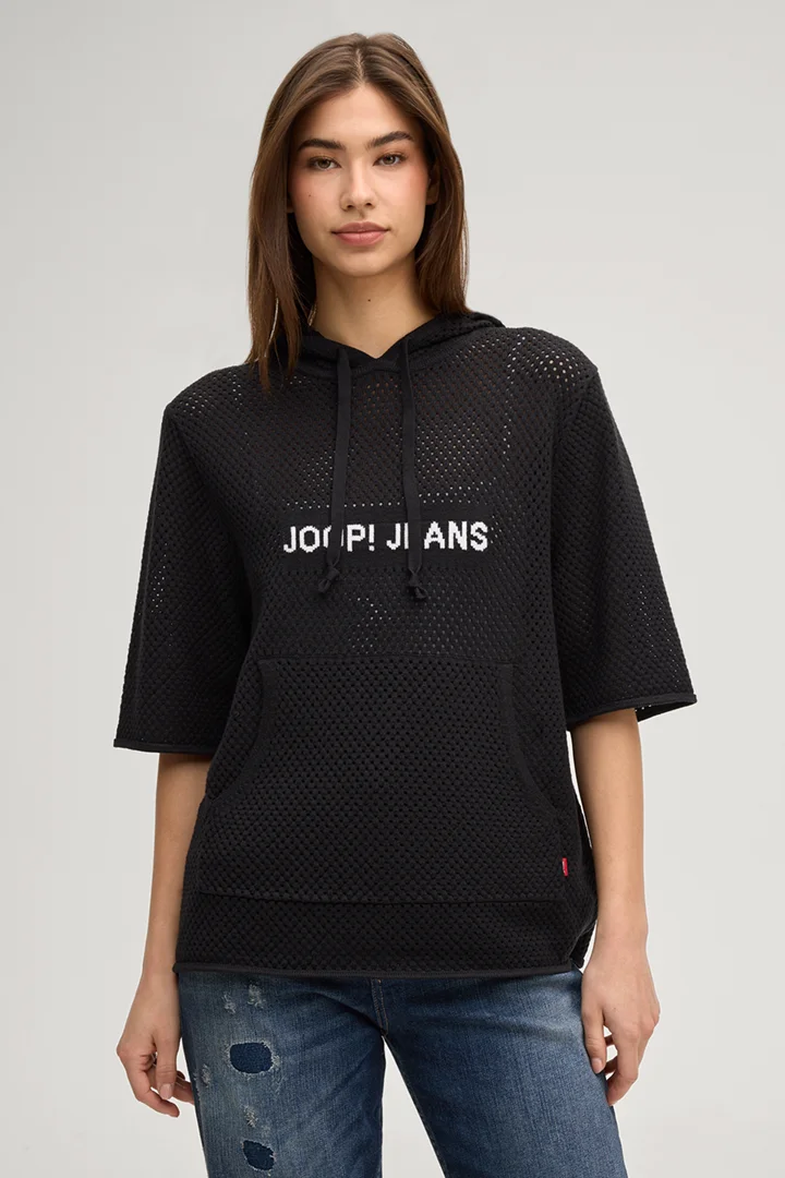 Leads to product detail page "Kapuli knitted hoodie in black"