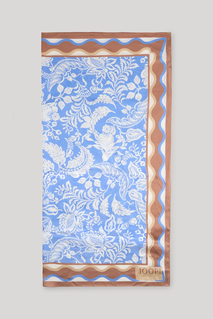 Führt zu Produktdetailseite „Tuch Augusta in Hellblau/Braun gemustert"