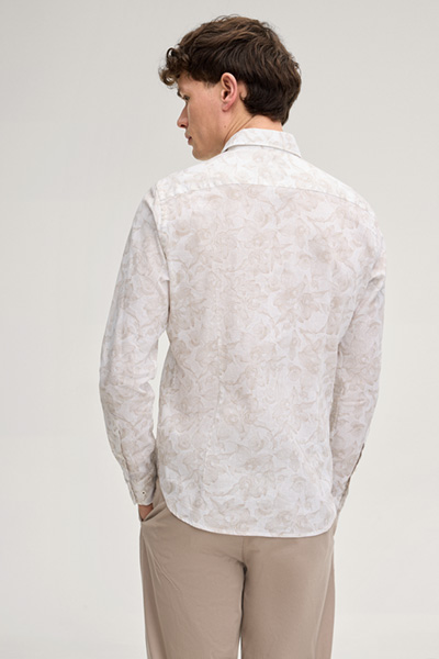 Hemd Pit in Weiß/Beige gemustert