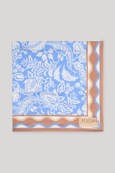 Tuch Augusta in Hellblau/Braun gemustert