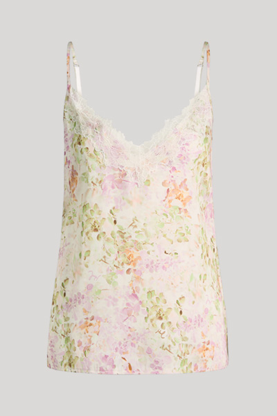 Loungewear top camisole in cream/rose floral