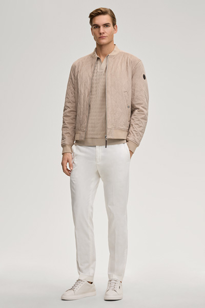 Poloshirt Cleison in Sand strukturiert