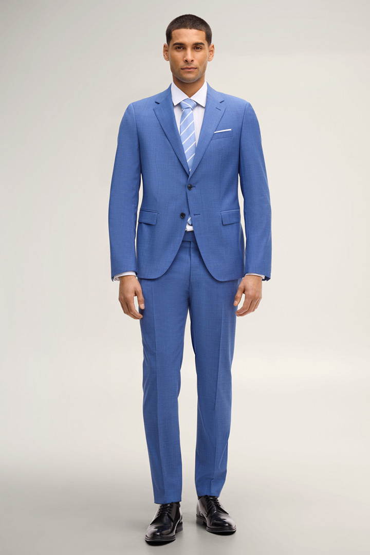 Leads to look detail page “Herby-Blayr Modular Suit in Medium Blue with a Pattern”