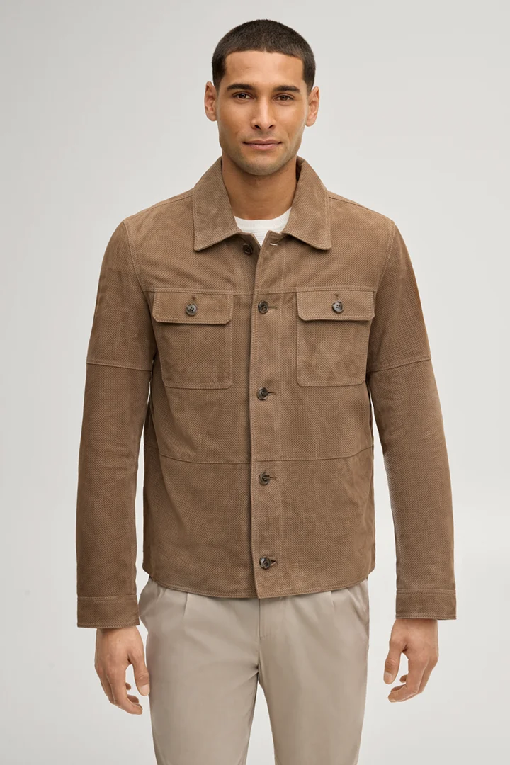 Prowadzi do strony produktu „Skórzana kurtka Rill w kolorze taupe"