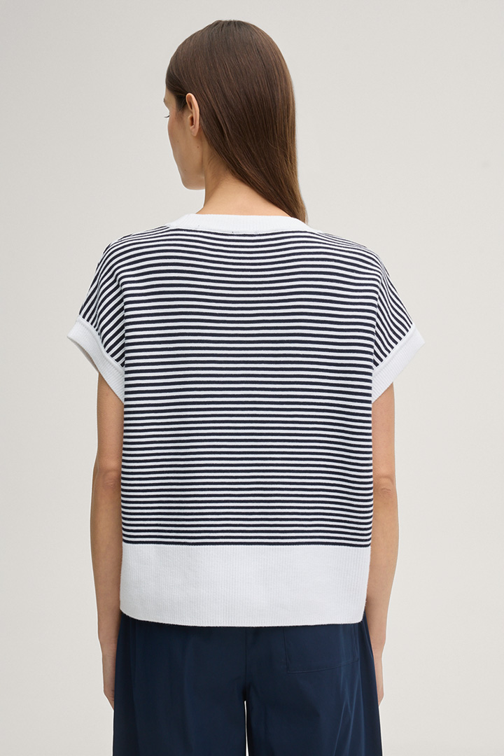 Kurzarmpullover Kipe in Navy/Weiß gestreift