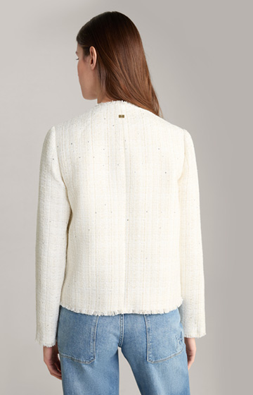 Tweed-Blazer in Offwhite/Gold
