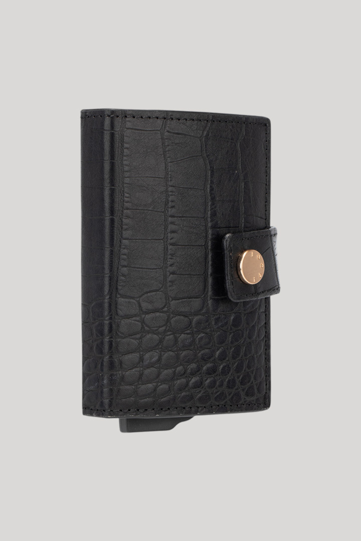 Leads to product detail page "Coccodrillo c-four card holder in black"