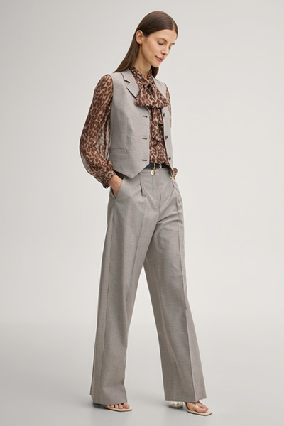 Weste Valentina in Creme/Braun kariert