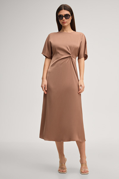 Dela satin dress in light brown