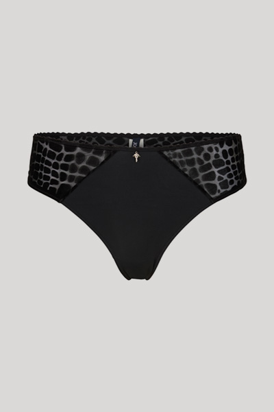 Brazilian Briefs in a Black Crocodile Pattern