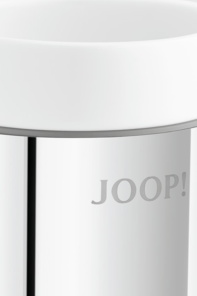 Zahnputzbecher JOOP! CHROMELINE, Chrom/Keramik Weiß