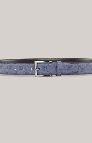 Leather Belt in Blue, patterned