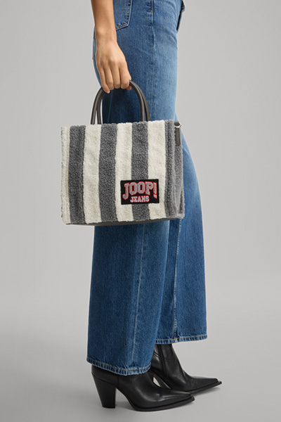 Squadra Aurelia Handbag in Beige/Grey Stripe