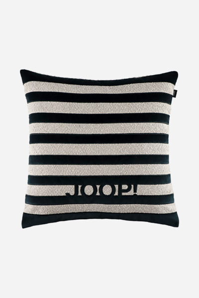 Leads to product detail page "Decorative cushion with non-woven filling JOOP! FABRICS STUDIO in black stripes, 60 x 60 cm"