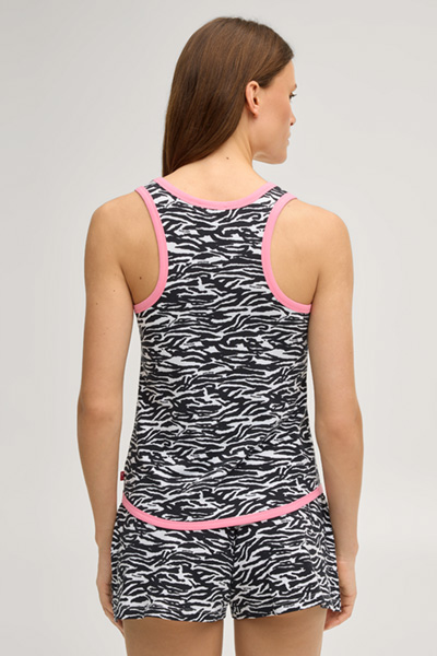 Leads to product detail page "Black and white animal print racerback top"