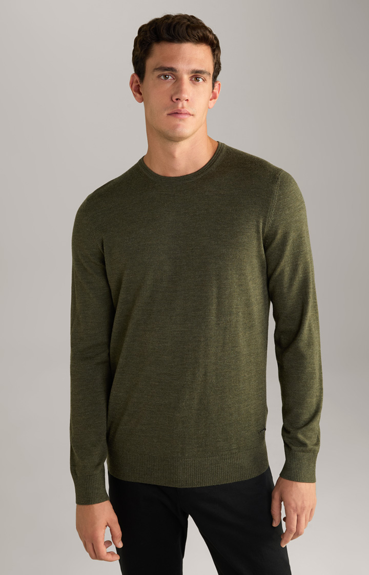 Denny Merino Wool Jumper in Mottled Olive