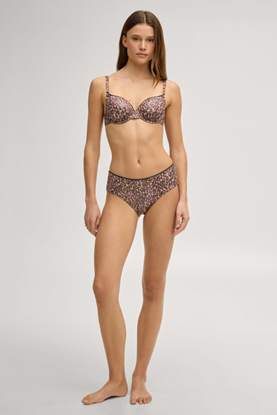 Ironed bikini top in brown/beige leopard print