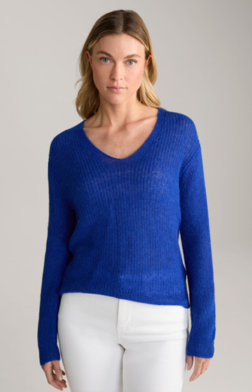 Sweter z mieszanki alpaki w kolorze niebieskim