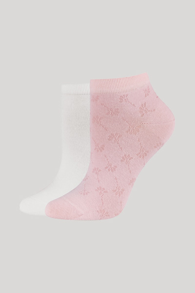 Leads to product detail page "2-pack of for your daily glam sneaker socks in pink and white"