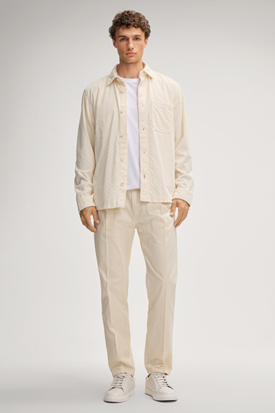Lead Pleated Trousers in Cream Stripes