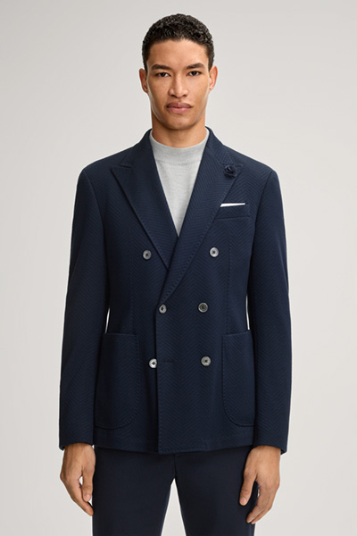 Heazy Herringbone Double-breasted Jacket in Dark Blue