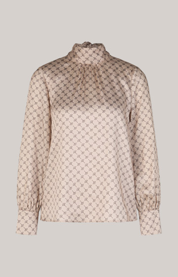 Satin Blouse in a Beige Pattern