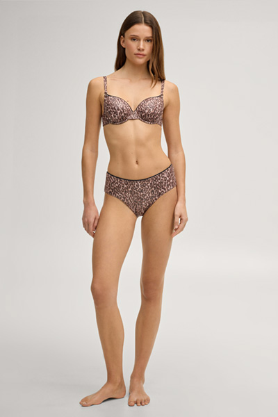 Leopard print bikini bottoms in brown/beige