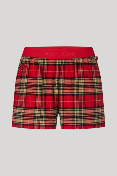 Fleece Shorts in Red/Light Beige