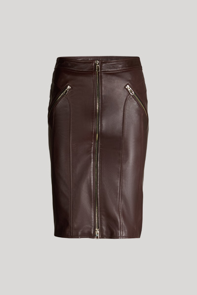 Lima Leather Skirt in Bordeaux
