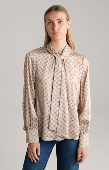 Satin Blouse in a Beige Pattern