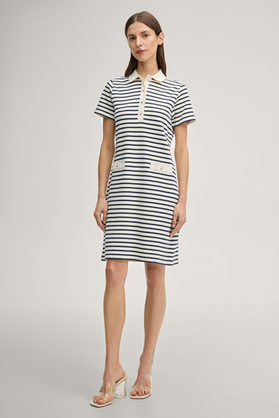 Polo-Kleid Travissa in Navy/Creme gestreift
