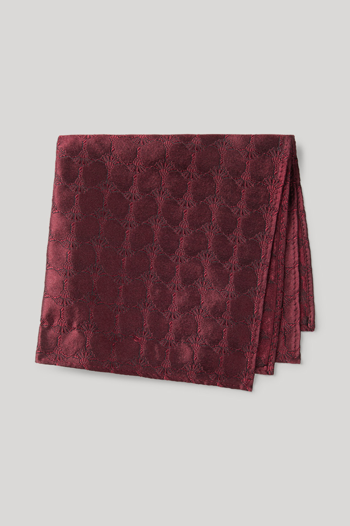 Führt zu Produktdetailseite „Cornflower-Seiden-Einstecktuch in Bordeaux gemustert"