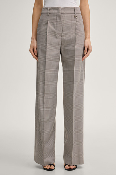 Bundfaltenhose Paris in Creme/Braun kariert